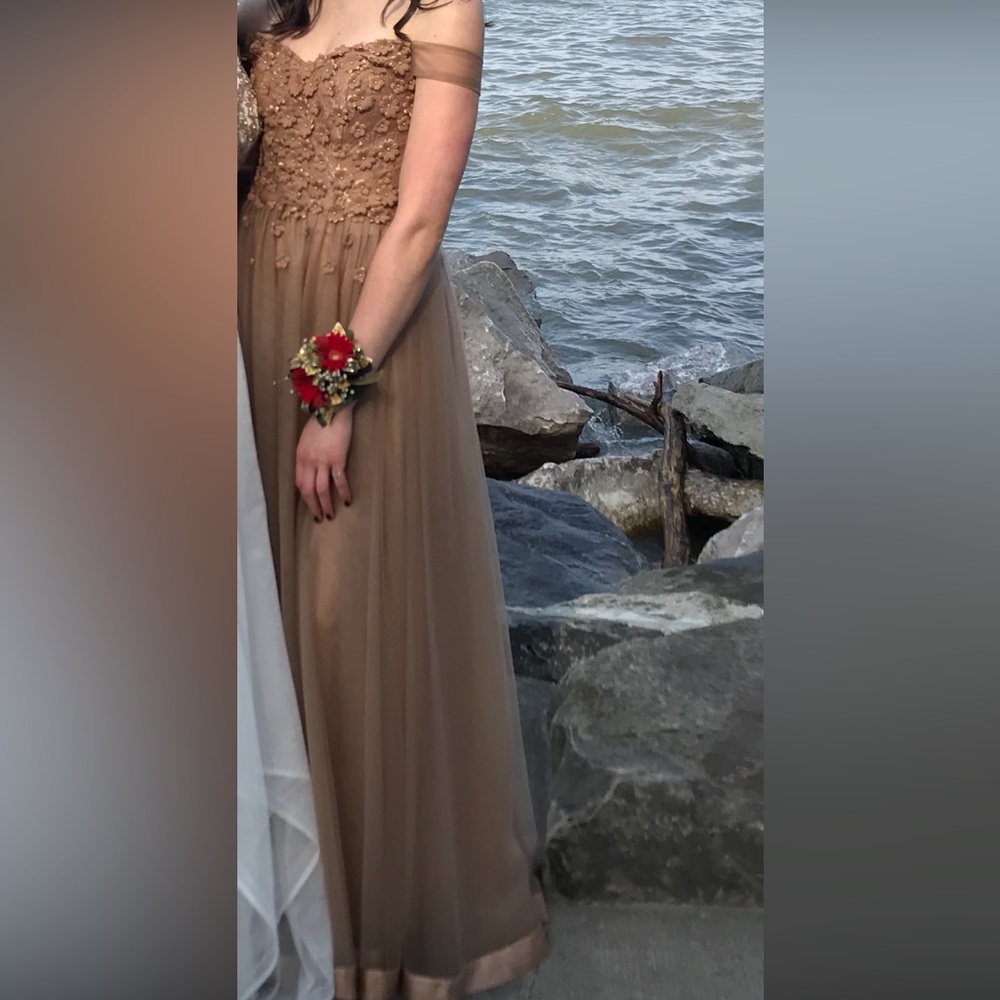 Formal/Prom Dress Long, Gold and Flowery